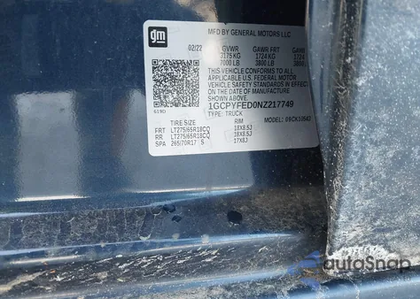 2022 Chevrolet Silverado Ltd K1500 Lt Trail Boss from USA, damaged, VIN 1GCPYFED0NZ217749